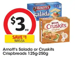 Coles Arnott's Salada or Cruskits Crispbreads 125g-250g offer