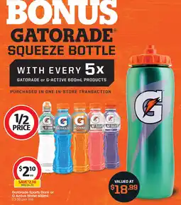 Coles Gatorade Squeeze Bottle offer