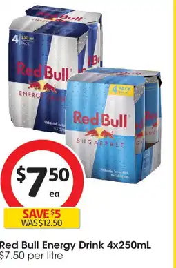 Coles Red Bull Energy Drink 4x250mL offer