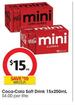 Coles Coca-Cola Soft Drink 15x250mL offer
