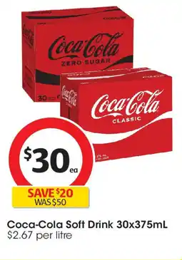 Coles Coca-Cola Soft Drink 30x375mL offer