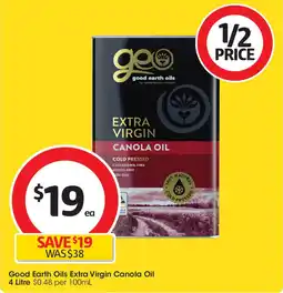 Coles Good Earth Oils Extra Virgin Canola Oil offer