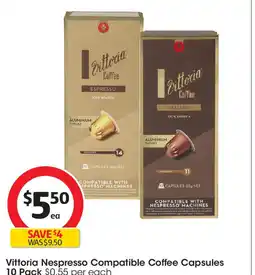 Coles Vittoria Nespresso Compatible Coffee Capsules 10 Pack offer