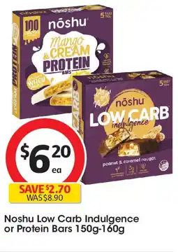Coles Noshu Low Carb Indulgence or Protein Bars 150g-160g offer