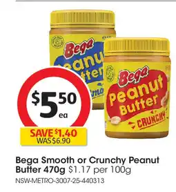 Coles Bega Smooth or Crunchy Peanut Butter offer