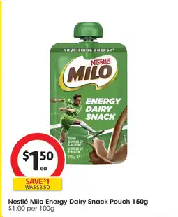 Coles Nestlé Milo Energy Dairy Snack Pouch offer