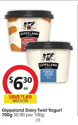 Coles Gippsland Dairy Twist Yogurt offer