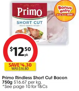 Coles Primo Rindless Short Cut Bacon offer