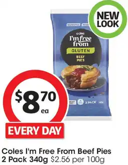 Coles Coles I'm Free From Beef Pies 2 Pack offer