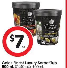 Coles Coles Finest Luxury Sorbet Tub offer