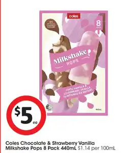 Coles Coles Chocolate & Strawberry Vanilla Milkshake Pops 8 Pack offer