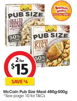 Coles McCain Pub Size Meal 480g-500g offer
