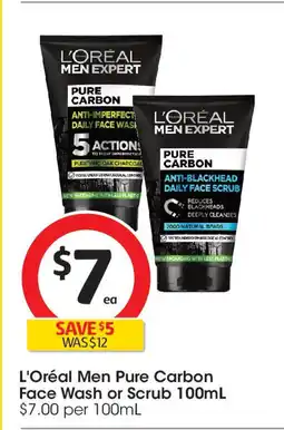 Coles L'Oréal Men Pure Carbon Face Wash or Scrub offer