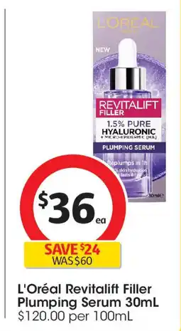 Coles L'Oréal Revitalift Filler Plumping Serum offer