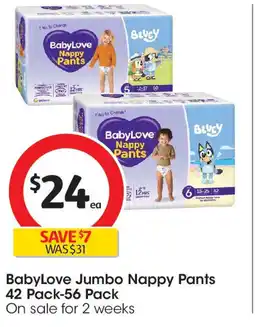 Coles BabyLove Jumbo Nappy Pants 42 Pack-56 Pack offer