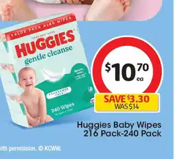 Coles Huggies Baby Wipes 216 Pack-240 Pack offer