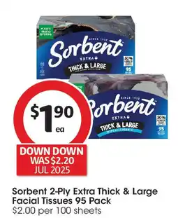 Coles Sorbent 2-Ply Extra Thick & Large Facial Tissues offer