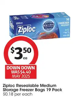 Coles Ziploc resealable medium storage freezer bags offer