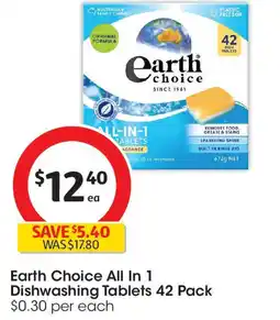 Coles Earth choice all in 1 dishwashing tablets offer