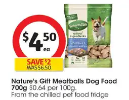 Coles Nature's gift meatballs dog food offer