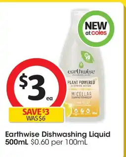 Coles Earthwise dishwashing liquid offer
