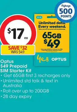 Coles Optus prepaid sim starter kit offer