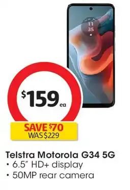 Coles Telstra motorola g34 5g offer