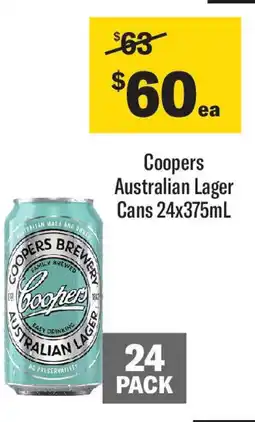 Coles Coopers australian lager cans offer