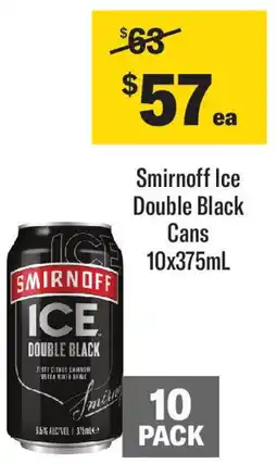 Coles Smirnoff ice double black cans offer