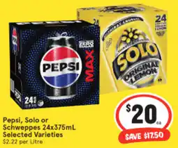 IGA Pepsi, solo or schweppes offer