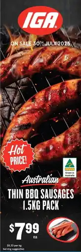 IGA Thin bbq sausages offer