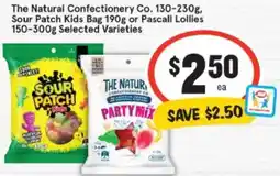 IGA The natural confectionery co sour patch kids bag or pascall lollies offer