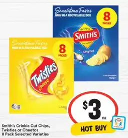IGA Smith's crinkle cut chips, twisties or cheetos offer
