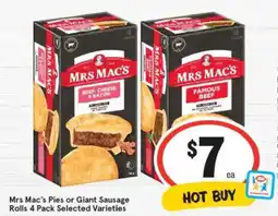 IGA Mrs mac's pies or giant sausage rolls offer