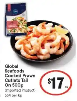 IGA Global seafoods cooked prawn cutlets tail on offer
