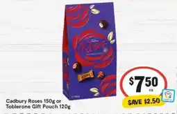 IGA Cadbury roses or toblerone gift pouch offer