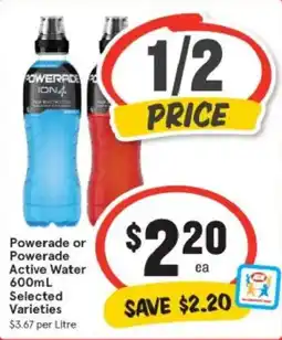 IGA Powerade or powerade active water offer