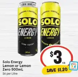 IGA Solo energy lemon or lemon zero offer