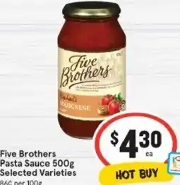 IGA Five Brothers Pasta Sauce offer