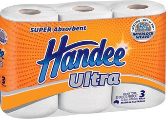IGA Handee Ultra Super Absorbent Paper Towel 3 Pack Selected Varieties offer