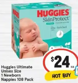 IGA Huggies Ultimate Unisex Size 1 Newborn Nappies offer