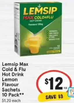 IGA Lemsip Max Cold & Flu Hot Drink Lemon Flavour Sachets offer