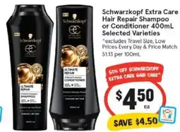 IGA Schwarzkopf Extra Care Hair Repair Shampoo or Conditioner offer