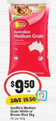 IGA SunRice Medium Grain White or Brown Rice offer