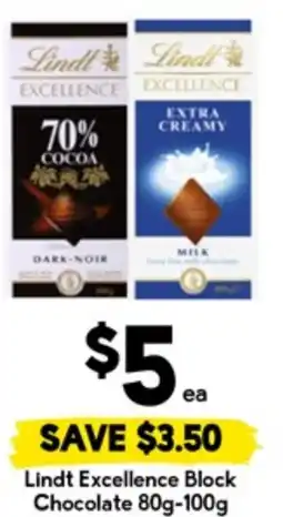 Drakes Lindt Excellence Block Chocolate offer