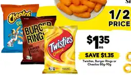 Drakes Twisties Burger Rings or Cheetos offer