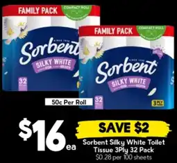 Drakes Sorbent Silky White Toilet Tissue 3Ply offer