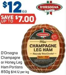 Foodland D'Orsogna Champagne or Honey Leg Ham Portions offer