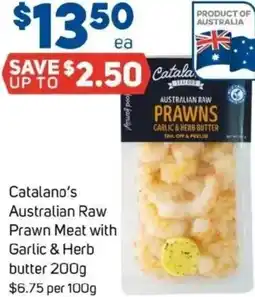 Foodland Catalano's Australian Raw Prawn Meat with Garlic & Herb butter offer