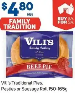 Foodland Vili's Traditional Pies Pasties or Sausage Roll offer